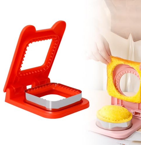 Brotaustechformen Kinder,2025 New Ausstechformen Brotdose,Brot Ausstecher für Kinder Handschutz DIY-Sandwich-Backformen (Rot)