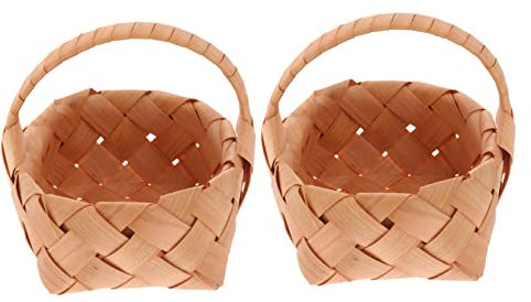 MAGICLULU Vorratskörbe 2er-pack Handgehaltene Holzkörbe Geflochtene Aufbewahrungskörbe Körbe Für Hochzeitsblumenmädchen
