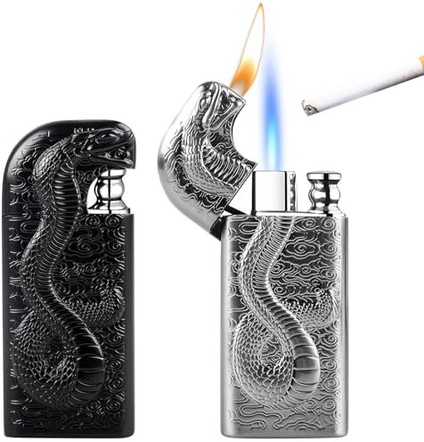 BORDEAG 2 Pezzi Accendino A Doppia Fiamma, Accendino A Torcia Al Butano, Accendino A Doppia Fiamma, Accendino A Doppia Fiamma Antivento (Gas Non Incluso)