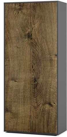 SIMPLYFURN Armadio Ufficio Amira T00, armadio chiuso con 2 grandi ante, Antracite e Rovere Ribbeck, Push-to-Open, 180x80x40 cm, armadio per documenti per ufficio e home office.