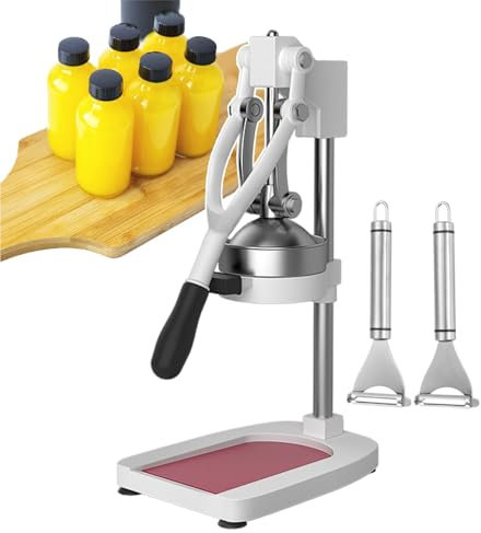 forplubossmmp Spremiagrumi Manuali, Spremiagrumi Professionale con Diametro della Piastra di Spremitura 12 Cm/4,7 Pollici, Spremiagrumi Manuale in Acciaio Inossidabile (con 2 Pelapatate),White