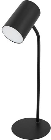 UNILUX KATZ, Lampe de Bureau LED, 3 Niveaux Luminosité, Tactile, Tête Orientable, Base et Tube en Métal, Noir, Design Élégante et Épurée