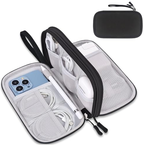 Lacdo Organizador Electrónico Bolsa de Cable de Viaje Bolsa Accesorios Electrónicos de Tecnología Estuche de Estuche de Cargador para Cargador, Cable, Teléfono, Unidad Flash, Auriculares, Negro