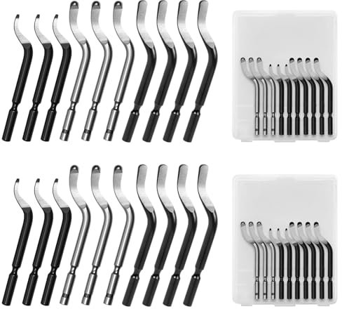 flintronic Entgrater Werkzeug Universal, 20 Stück Ersatzklingen, Metallgriff Klingen, 360° Rotierender Klinge Schneidwerkzeug für 3D Drucker, Kunststoff, Aluminium (ohne Metallgriff)
