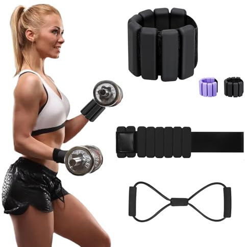 Poids réglables pour poignet et cheville pour homme et femme – Entraînement lesté de 0,5 kg pour mains, pieds et jambes avec bandes de résistance pour pilates, force, course, danse, yoga et fitness