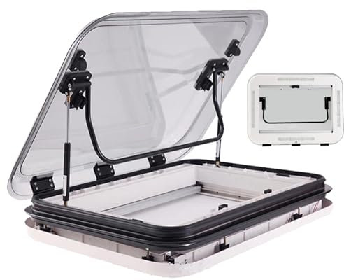 Naturalpowev Lucernario LED, Oblò Trasparente per roulotte Camping, Camper, Furgoni con Ventilazione Forzata Finestra per Tetto Camper e per Campeggio Spessore da 25 a 60mm,80 * 50cm