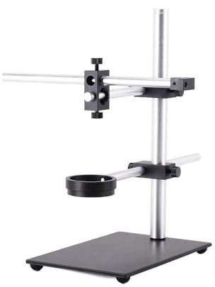 Microscope Dual Arm Rotatable Boom Large Aluminum CNC Heavy Duty Stereo Table Stand 56mm Ring Holder Metal Table Stand for Industry Camera