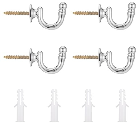 HonGien 4 st U-formad draperikrok, slitstark aluminiumgardin knytbar krok för bakstycken, fästen, gardiner, klädrock (silvergrå)