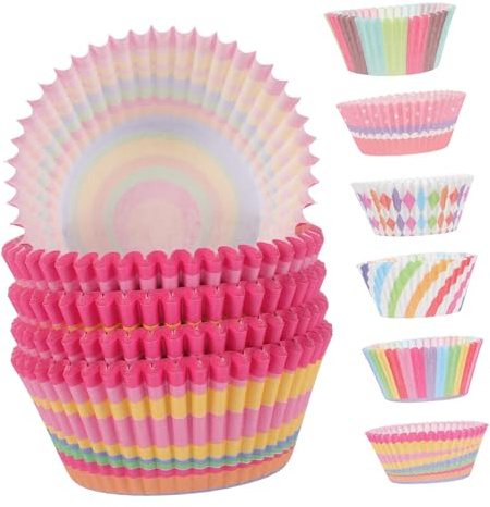 MOTHNUR 600 piezas Unidades de Moldes para Magdalenas Decorados Resistentes la Grasa Pequeño para Cupcakes y Muffins Desechables y Prácticos para Repostería y Fiestas