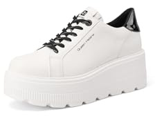 QUEEN HELENA Sneakers Platform con Zeppa Scarpe da Ginnastica Alte Casual Donna X33-6 (Bianco e Nero, Sistema Taglie Calzature EU, Adulto, Donna, Numero, Media, 37)