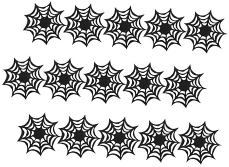 POPETPOP 15 Stück Teiliges Halloween Spinnennetz Filz Untersetzer Schwarze Gruselige Tischdeko Stabile und Hitzebeständige Materialqualität für Party Büro und Festliche Halloween