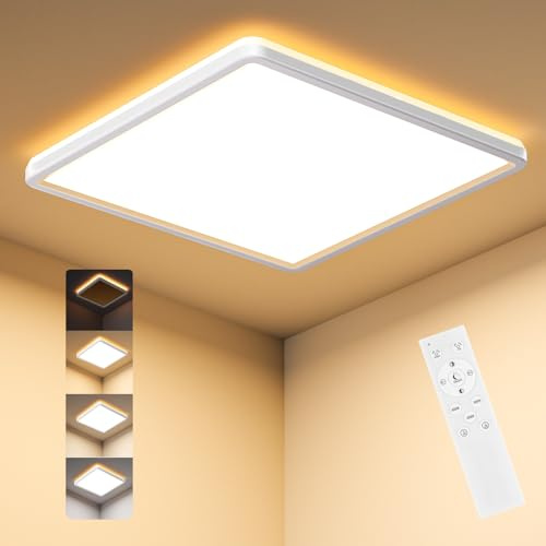 LuJasi LED Deckenleuchte 24W, 2800LM Deckenlampe mit Fernbedienung Dimmbar 3000k-6500k, Nachtlicht 1800k 6W, Timer & Memory, Lampe für Schlafzimmer, Wohnzimmer, Flure, Küche, Balkon, Badezimmer 29CM