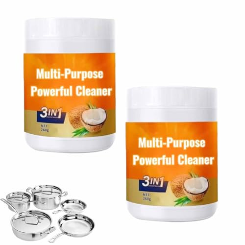 Nettoyant multi-usages puissant pour la cuisine,Pâte de nettoyage et de polissage à l'huile de noix de coco,nettoyant pour ustensiles de cuisine en acier inoxydable,pour carrelage,four (2 pièces)