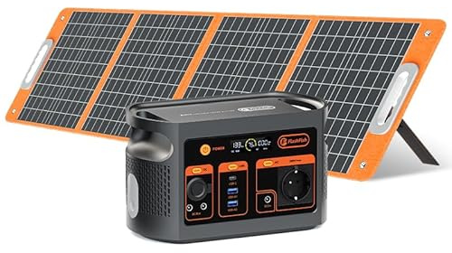Flashfish Estación de Energía con Panel Solar 100W, Batería LiFePO4 de 179Wh,Generador Solar 300W CA(600W Pico),carga completa en 70 minutos,Batería de Repuesto para Acampar,Aventuras y Emergencias
