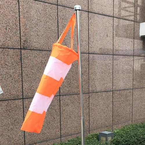 Yuanpgky Windsack, 1 m, Orange und Weiß, mit reflektierenden Gürteln und Öse, für den Außenbereich an Flughäfen, Hubschrauberlandeplätzen, Windrichtungsstationen