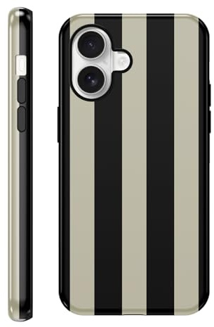 Saqmkil Fodral för iPhone 16, Aesthetic Stripes Stripes Mönster Mönster Mönster Mode Silikonfodral, TPU Kvinnor Smal Mjuk Stötsäker Stötsäker Skyddshölje Fodral för iPhone 16 6,1 tum, Svart