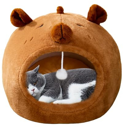 Lit Caverne pour Chat, Capybara Caverne Hiver | Lit e Sommeil ChauPour Animal e Compagnie - pour Chiens Chats Lapins Petits Animaux Noël Chambre Salon Balcon