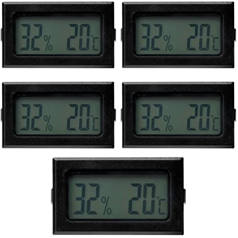 Lot de 5 thermomètres numériques LCD pour une mesure précise - Capteur compact intégré pour l'intérieur, les armoires, les entrepôts, les terrariums