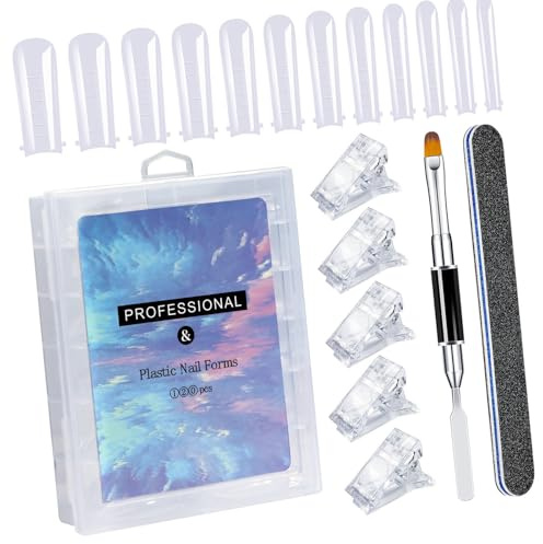 Ensemble d'extension d'ongles tendance pour débutants - Faux pointes transparentes - Lime acrylique - Pinceau de manucure - Outil d'art en forme de fer à cheval