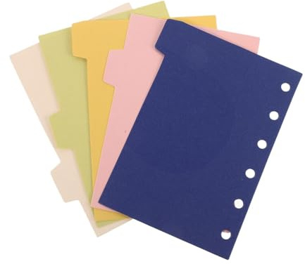 HOODANCOS Divisori per Raccoglitori a Linguette A7, Set da 5 Fogli Divisori Indice per Mini Raccoglitori, Schede di Classificazione Colorate per Quaderni e Planner, Accessori per Ufficio