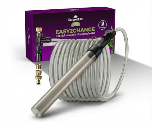 NatureHolic Easy2Change 2in1 Mulmsauger & Wasserwechselkit I Die Komplettlösung für saubere Aquarien - ohne nasse Hände I Einfach und komfortabel Wasser wechseln im Aquarium