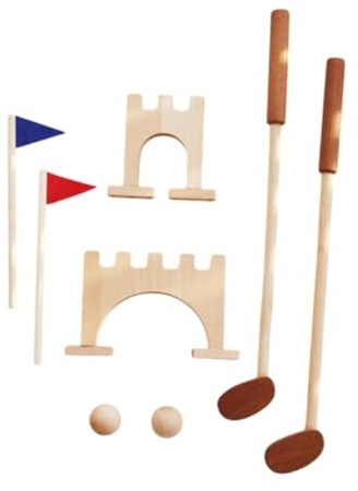 CYDZSRA Set mini golf per bambini da 3 5 anni, giocattolo in legno versatile con diverse superfici per sfide, kit di simulazione in legno, club per bambini