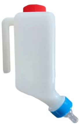 Biberon en forme d'agneau - 8 ml - Avec graduation - En plastique - À suspendre - Pour petites chèvres - Biberon d'allaitement - Avec tétine douce pour un débit lent à moyen - Blanc - 14 x 7 cm