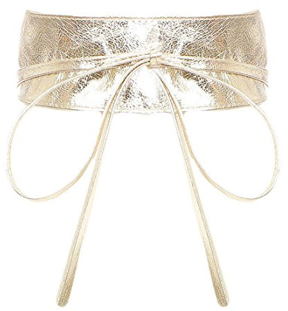 malito – Damen Taillengürtel aus 100% weichem Echtleder – Onesize Bindegürtel mit verstellbarem Taillenband – breiter Wickelgürtel mit Schleife – Hüftgürtel G100 (Gold)