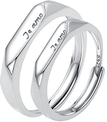 Daesar Eheringe Silber 925 Paarpreis mit Gravur Te amo, Verlobungsring ohne Stein Spanisch Ich Liebe Dich Paarringe Trauringe Verstellbar