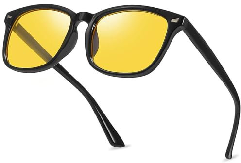 Musivon Polariserade nattkörglasögon för män kvinnor – anti-bländning mörkerseende gula glasögon för körning på natten, Svart, En storlek