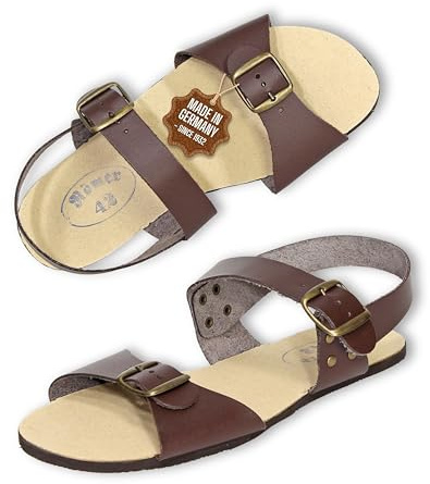 Pantoffelmann Sandali romani taglia 36 – 48 I comodi sandali a piedi nudi per uomo e donna I sandali con cinturino in vera pelle di alta qualità I sandali senza tempo con cinghie regolabili, marrone