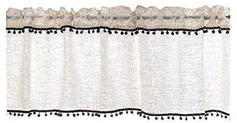 SGAIYUNRT Kleine Fenster Halbvorhang mit Zweireihigen Pompons, Kurze Gardine von Schlafzimmer und Küchentrennwänden und Türen / 1 Piece / W250×H50cm