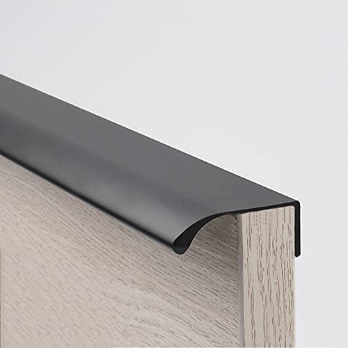 Schwarz Möbelgriffe Schrankgriffe,Aluminium Modernes Küchengriffe Türgriff,Verdeckter Schubladengriff Griffe,Kantengriff,Griffmulde,für Kleiderschrank,Schlafzimmer,Badezimmer (length:600mm)