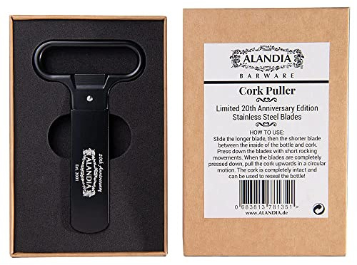 Spangenkorkenzieher Limited Edition von ALANDIA | Schwarz mit Edelstahl Klingen | Korkenzieher für Absinth, Wein etc.