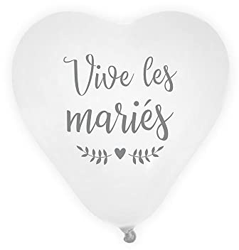 Lot de 8 Ballons Coeur - Vive les Mariés