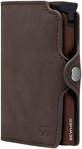 BEWMER Porta Carte di Credito 1 Schermato | Portafoglio Slim da Uomo e Donna | Porta Tessere e Documenti con Rfid Protection e Fermasoldi in Carbon Fiber