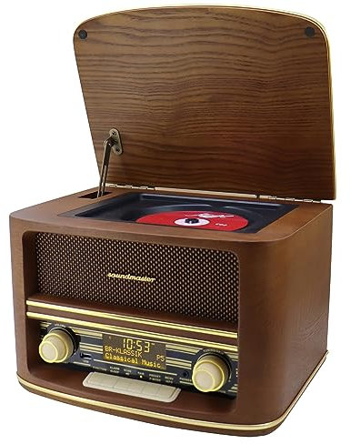 Soundmaster NR961 Nostalgie Stereoanlage mit CD-Player MP3 DAB+ Digitalradio USB Bluetooth Streaming AUX-IN Equalizer Retro Kompaktanlage Fernbedienung