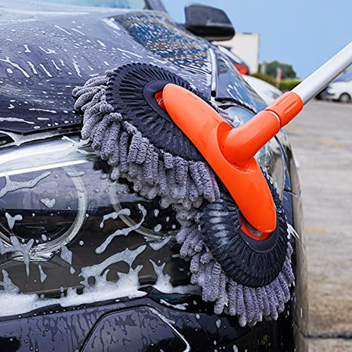 MIOLOE Autowaschbürsten-Kit mit Teleskopgriff Aluminium Auto Reinigung Kit Langer Griff Reinigungswerkzeug Mikrofaser Waschen Set Detaillierungsbürste für Auto Wohnmobil LKW (01)