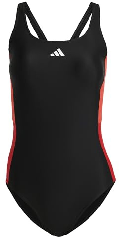adidas Donna Colourblock Swimsuit, Black/Bright Red, 30