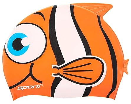 Sporti Cartoon Clownfish Silicone Swim Cap Jr. - Orange - Orange