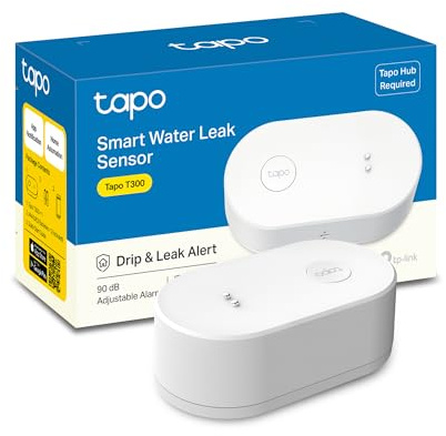 TP-Link Tapo Smart Water Leak Detector, Requires Tapo Hub, Water Leak Sensor Wi-Fi with Rapid Dripping Detection, 90dB Adjustable Alarm, App Alerts, Compatible with Alexa and Google Home, T300