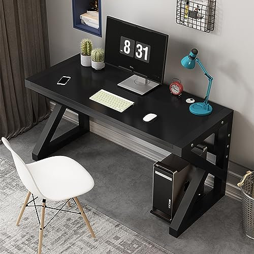 CHEMYO Moderner, einfacher Arbeitstisch, Industrie-Stil, Laptop-PC-Tisch, Home-Office-Schreibtisch, Gaming-Schreibtisch, persönlicher Arbeitsplatz (48 Zoll, Schwarz + schwarzer Rahmen)