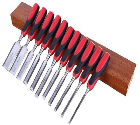Wood Chisel Tool Set Professional Wood Carving Chisel Set 11 Piece Sharp Woodworking Tools Great for Beginners (Black+Red) Premium