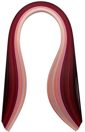 ODETOJOY Flerfärgade blandade Quilling pappersremsor 1/5 tum papper filigran quilling remsor 5 mm 90 st/set från mörk till ljus skugga (röd nyans sortiment)