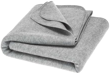 Disana Walk-Decke, 100% Bio-Merinowolle GOTS, IVN Best | 100 x 135 cm, 135 x 200 cm | Tagesdecke, Wohndecke, Wolldecke, Bettüberwurf | Made in Germany | Grau Gr. 100 x 135 cm