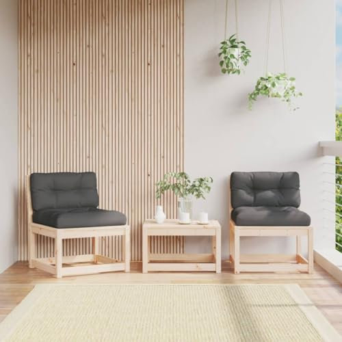 Rantry Garten-Sofa-Set, 2-teilig, massives Kiefernholz, Outdoor-Möbel mit Kissen, armlose Lounge, Sofa, Sitzgelegenheit für Terrasse, Terrasse, Balkon, Hinterhof, Wintergarten