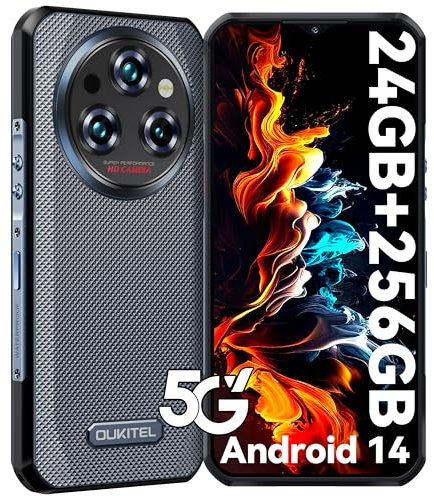 OUKITEL WP35 Movil Resistente 5G - 24GB RAM+256GB ROM(TF 2TB) Móvil Irrompible Android 14, Batería 11000mAh, 6.6'' FHD+Teléfono Movil, Cámara 64MP+32MP, Dual SIM/Fingerprint/Face ID/NFC/OTG, Negro