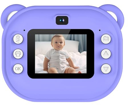 LYEAA direkttryck barnkamera 24 MP, HD 1080P digital fotokamera gåva med 2 tryckrullar – födelsedag