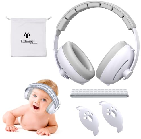 SOGUDE Casque Bébé Anti-Bruit 2 en 1, Bébés et Tout-Petits jusqu'à 60 Mois, Certifié CE, Confortable et Réglable, Blanc