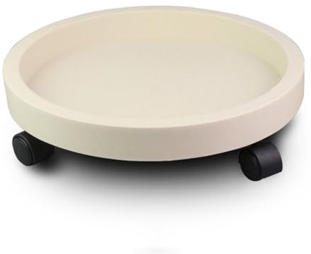 YCZHD Pflanzenpaletten-Caddy Pflanzenständer,Runder Blumentopf Mover Pflanztopf Palettenwagen mit Universalrollen für Outdoor & Indoor mit Arretierung(Size:33.4 CM/13.15 IN,Color:Weiß)